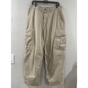 POLO RALPH LAUREN PANTS MEN'S WIDE LEG COTTON CARGO  36/30 COLOR KHAKI VINTAGE